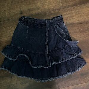 Pilcro Jean Ruffle Mini Skirt